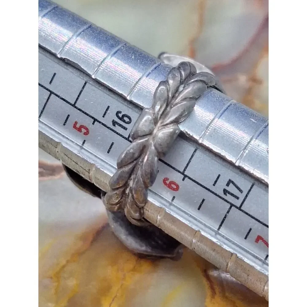 Les Baker Shop Navajo Sterling Silver Coral Ring B Hallmark Size 5.75 Vintage